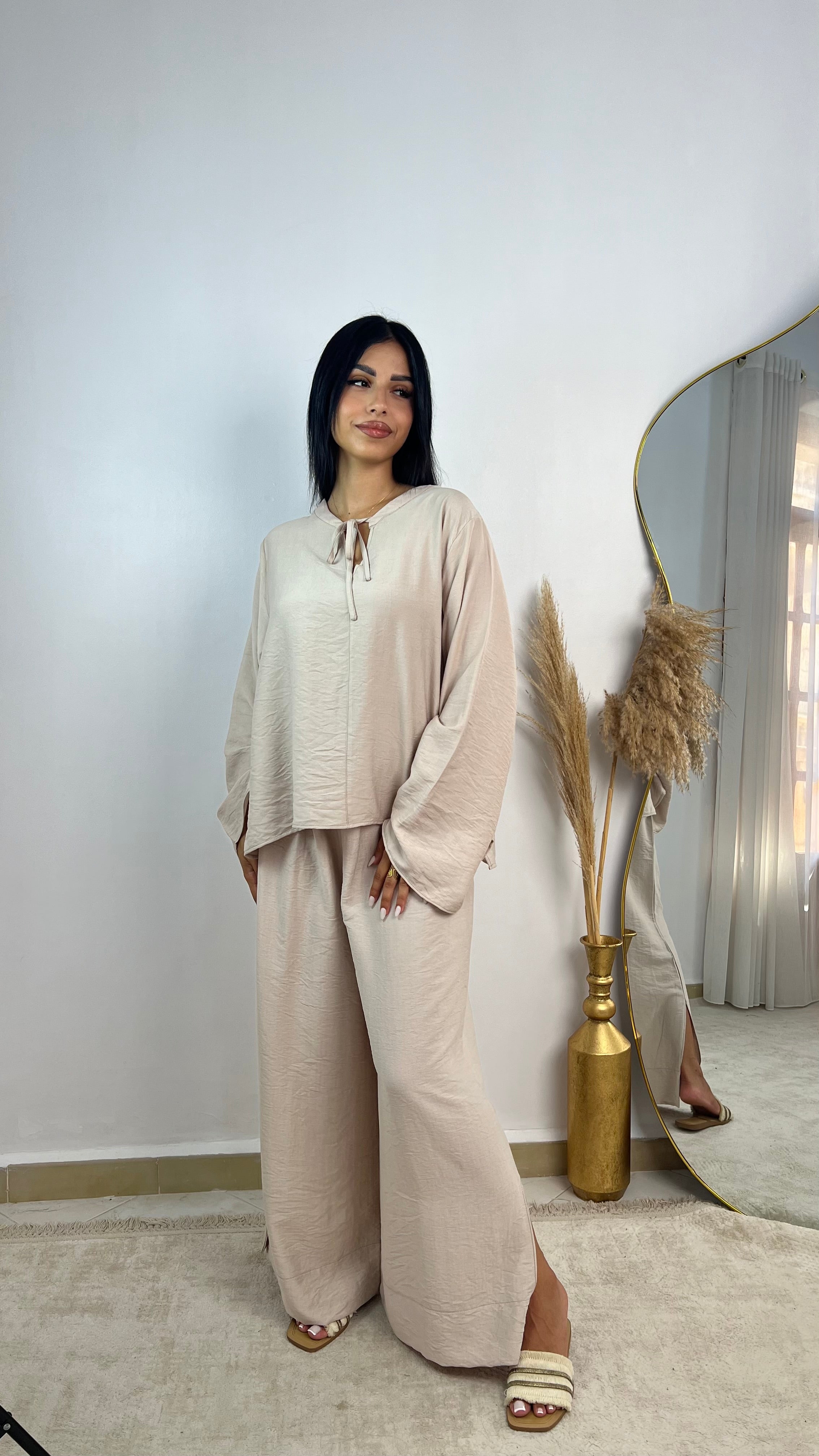 Ensemble lin froissé